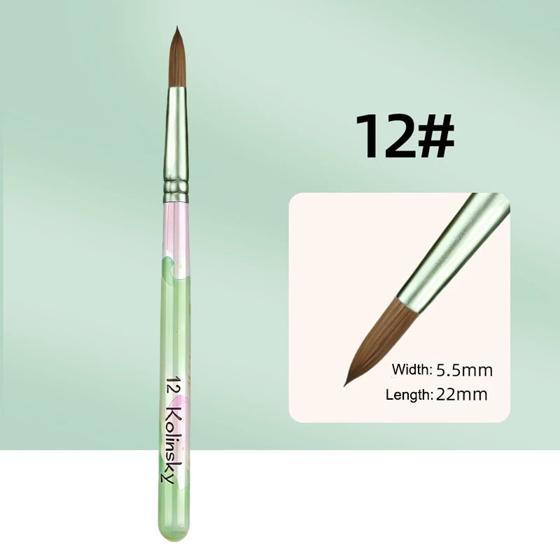 Kolinsky Acrylic Nail Brush Nails Art Brush Wood Handle Nail Art Nylon Brush Gel Builder Drawing Tools Size 8-20 Manicure DIY