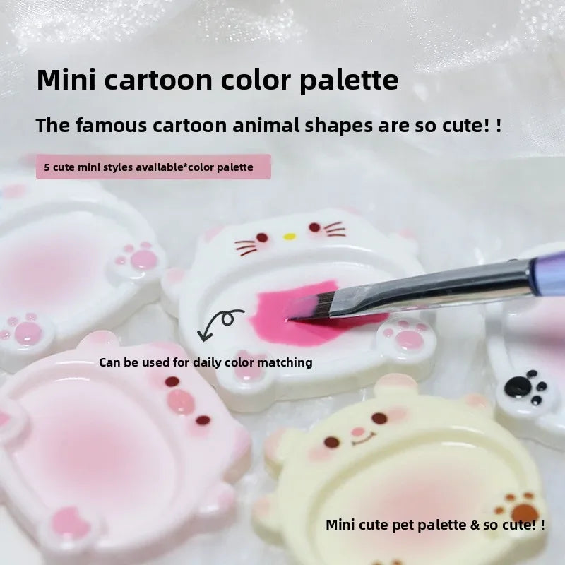 Cartoon Pig Color Palette Nail Art Mixing Color Drawing 1pcs Pallet Gel Polish Nail Painting Board Color Palette Manicure Tools