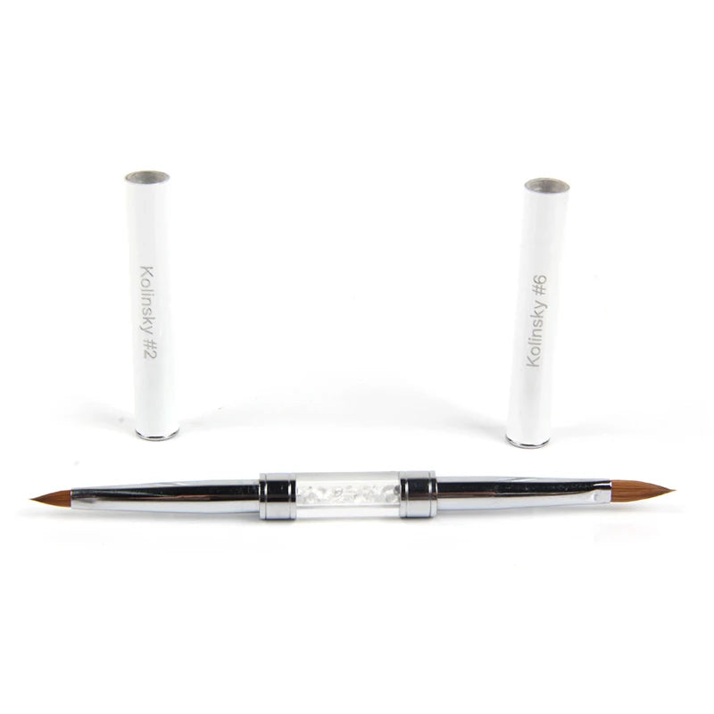 1pc Size #2 #6 Nail Art Rhinestone Kolinsky Sable Acrylic Brush Pen 3D Painting Drawing Manicure Tool