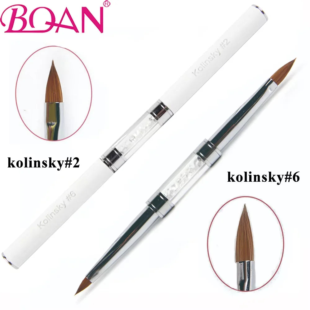 1pc Size #2 #6 Nail Art Rhinestone Kolinsky Sable Acrylic Brush Pen 3D Painting Drawing Manicure Tool