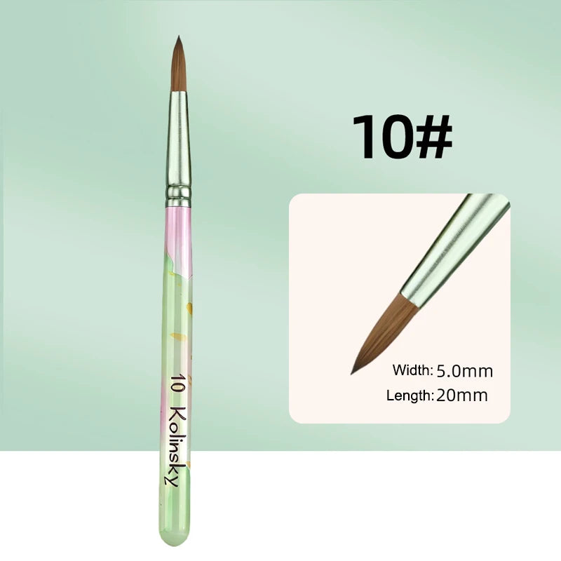 Kolinsky Acrylic Nail Brush Nails Art Brush Wood Handle Nail Art Nylon Brush Gel Builder Drawing Tools Size 8-20 Manicure DIY