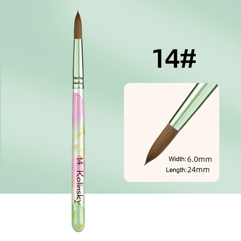 Kolinsky Acrylic Nail Brush Nails Art Brush Wood Handle Nail Art Nylon Brush Gel Builder Drawing Tools Size 8-20 Manicure DIY