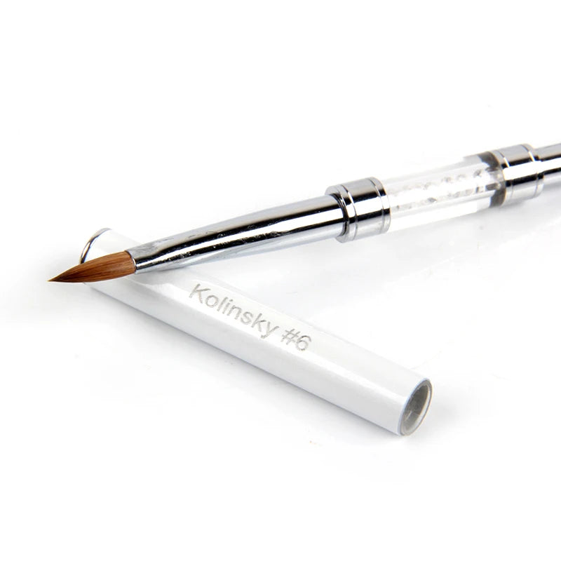 1pc Size #2 #6 Nail Art Rhinestone Kolinsky Sable Acrylic Brush Pen 3D Painting Drawing Manicure Tool
