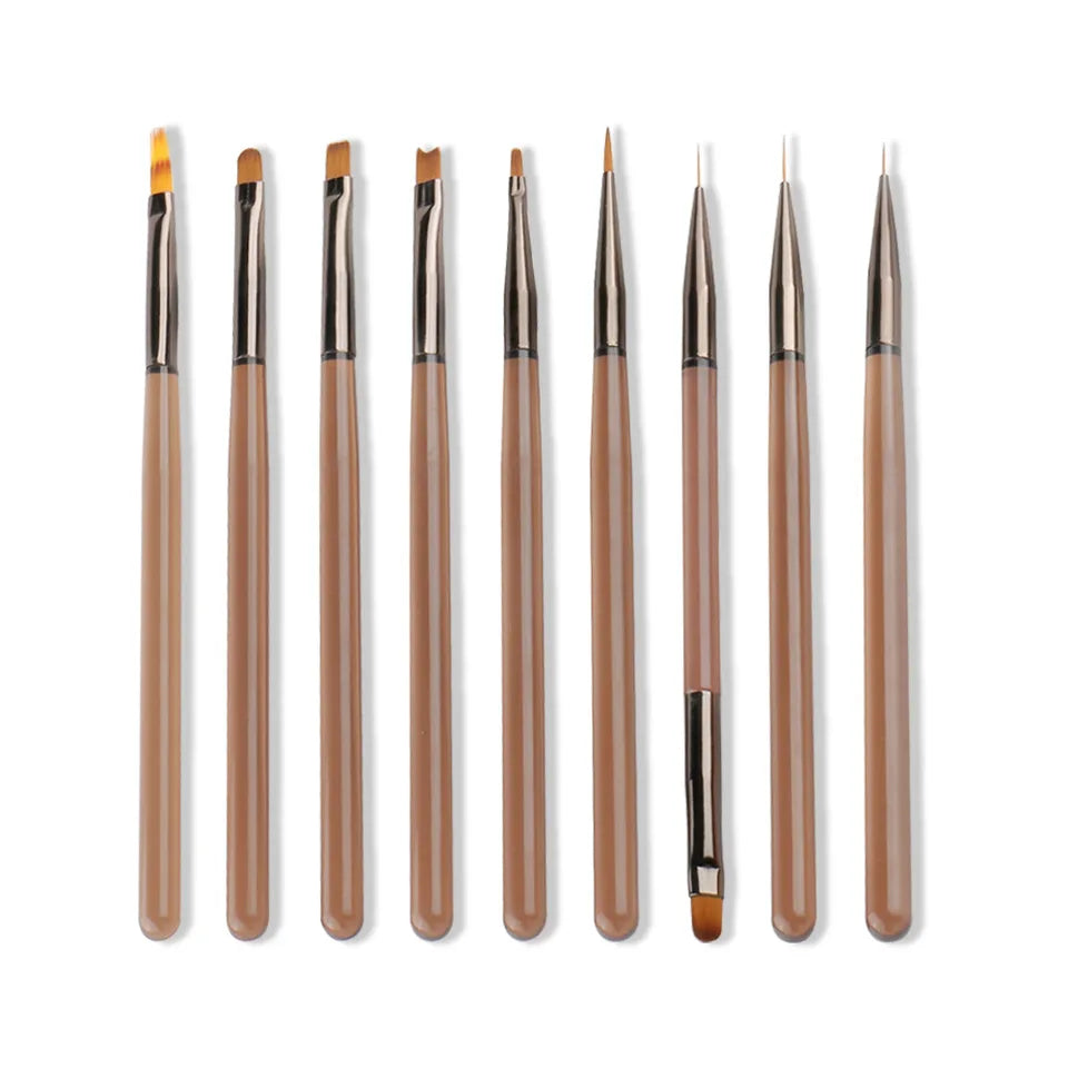 9Pcs Nail Brush Liner Painting Pen Manicure Acrylic Drawing Brush for Nail Art Design UV Gel Nails Tip Display DIY Tool