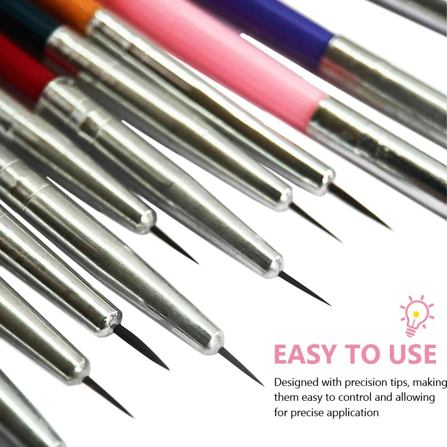 12pcs Nail Art Brush Set with Fine Liner Tips Professional Grade for Perfect Manicure Home Use Painting Tools Kit