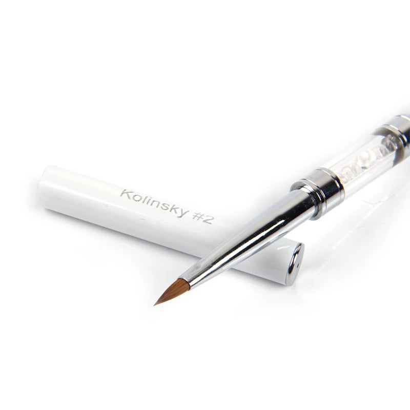 1pc Size #2 #6 Nail Art Rhinestone Kolinsky Sable Acrylic Brush Pen 3D Painting Drawing Manicure Tool
