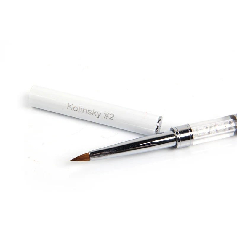 1pc Size #2 #6 Nail Art Rhinestone Kolinsky Sable Acrylic Brush Pen 3D Painting Drawing Manicure Tool