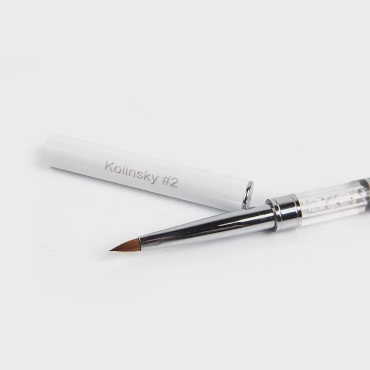 1pc Size #2 #6 Nail Art Rhinestone Kolinsky Sable Acrylic Brush Pen 3D Painting Drawing Manicure Tool
